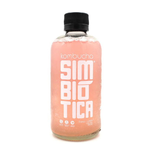 Kombucha Fresa-Limón. Simbiótica 250 ml.